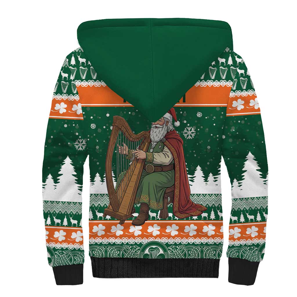 Ireland Christmas Personalized Sherpa Hoodie Daidi na Nollag With Irish Harp - Wonder Print Shop