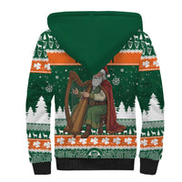 Ireland Christmas Personalized Sherpa Hoodie Daidi na Nollag With Irish Harp - Wonder Print Shop