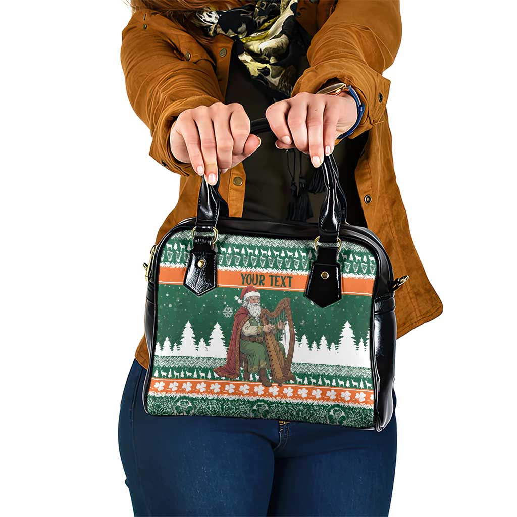 Ireland Christmas Personalized Shoulder Handbag Daidi na Nollag With Irish Harp - Wonder Print Shop