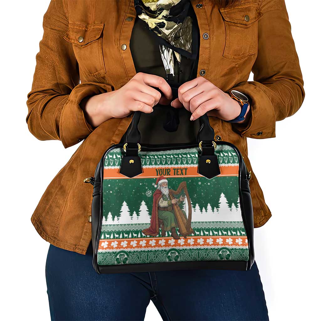 Ireland Christmas Personalized Shoulder Handbag Daidi na Nollag With Irish Harp - Wonder Print Shop