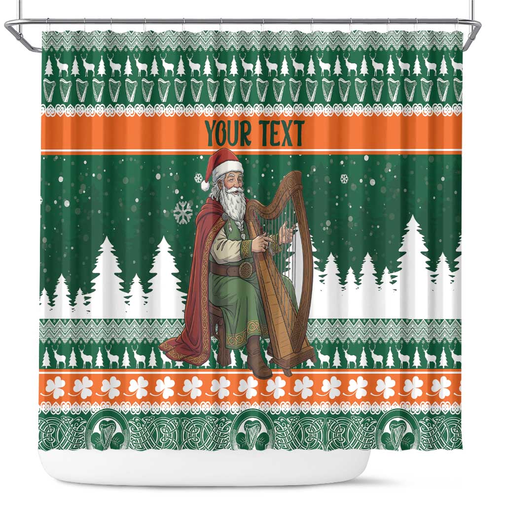 Ireland Christmas Personalized Shower Curtain Daidi na Nollag With Irish Harp - Wonder Print Shop