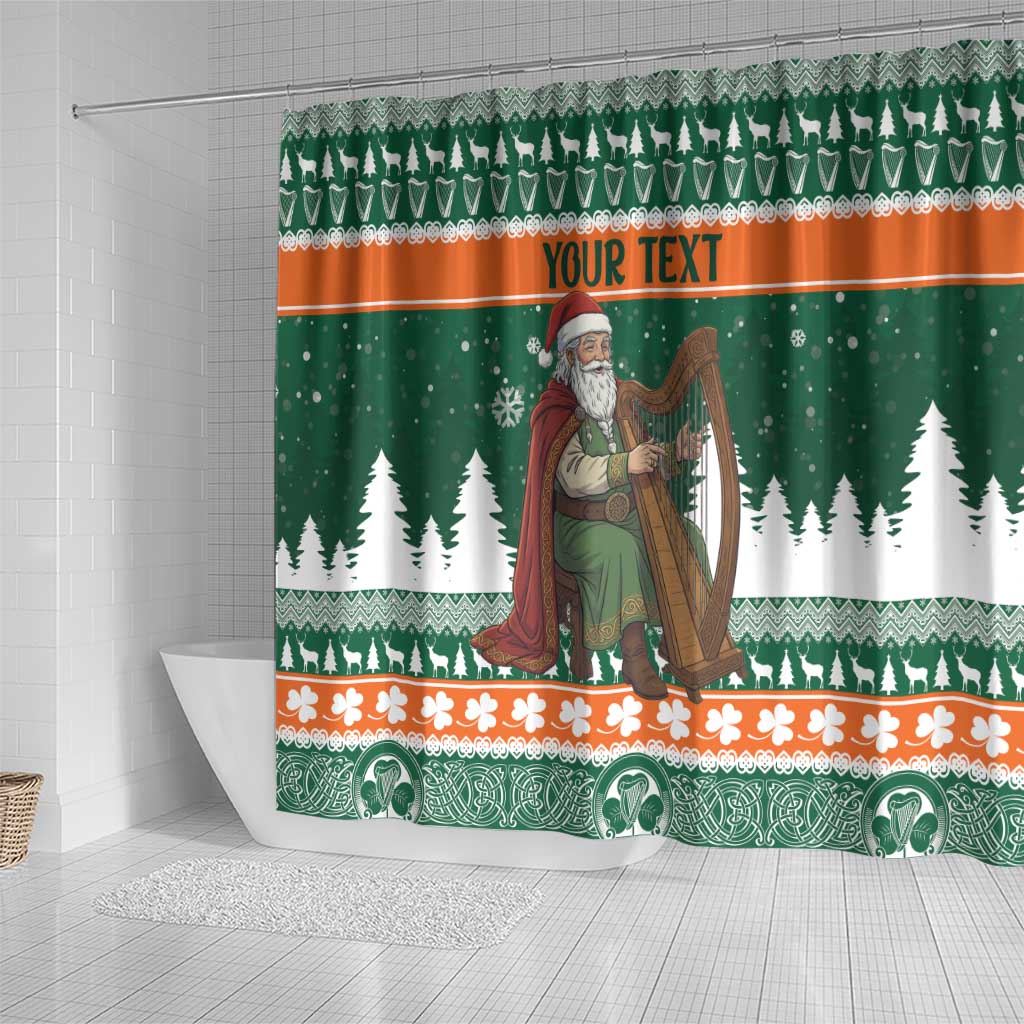 Ireland Christmas Personalized Shower Curtain Daidi na Nollag With Irish Harp - Wonder Print Shop