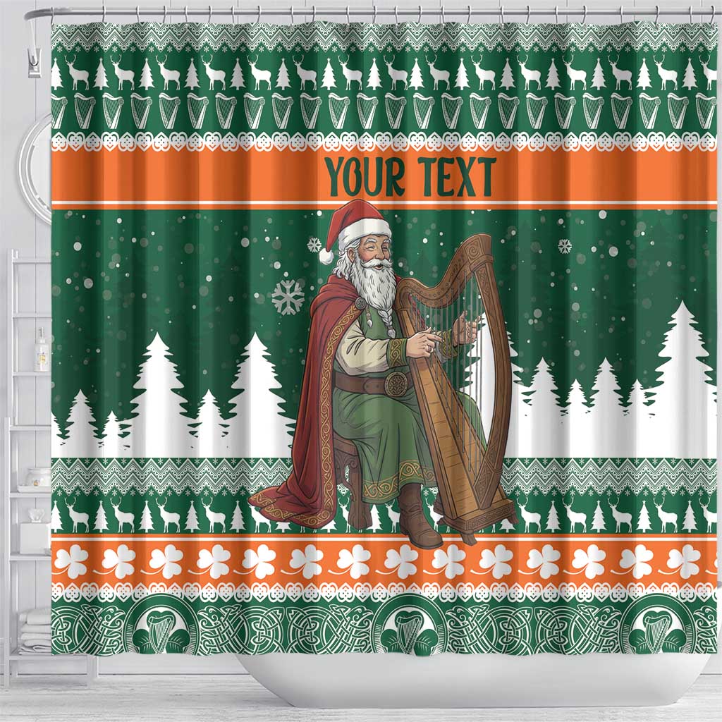 Ireland Christmas Personalized Shower Curtain Daidi na Nollag With Irish Harp - Wonder Print Shop