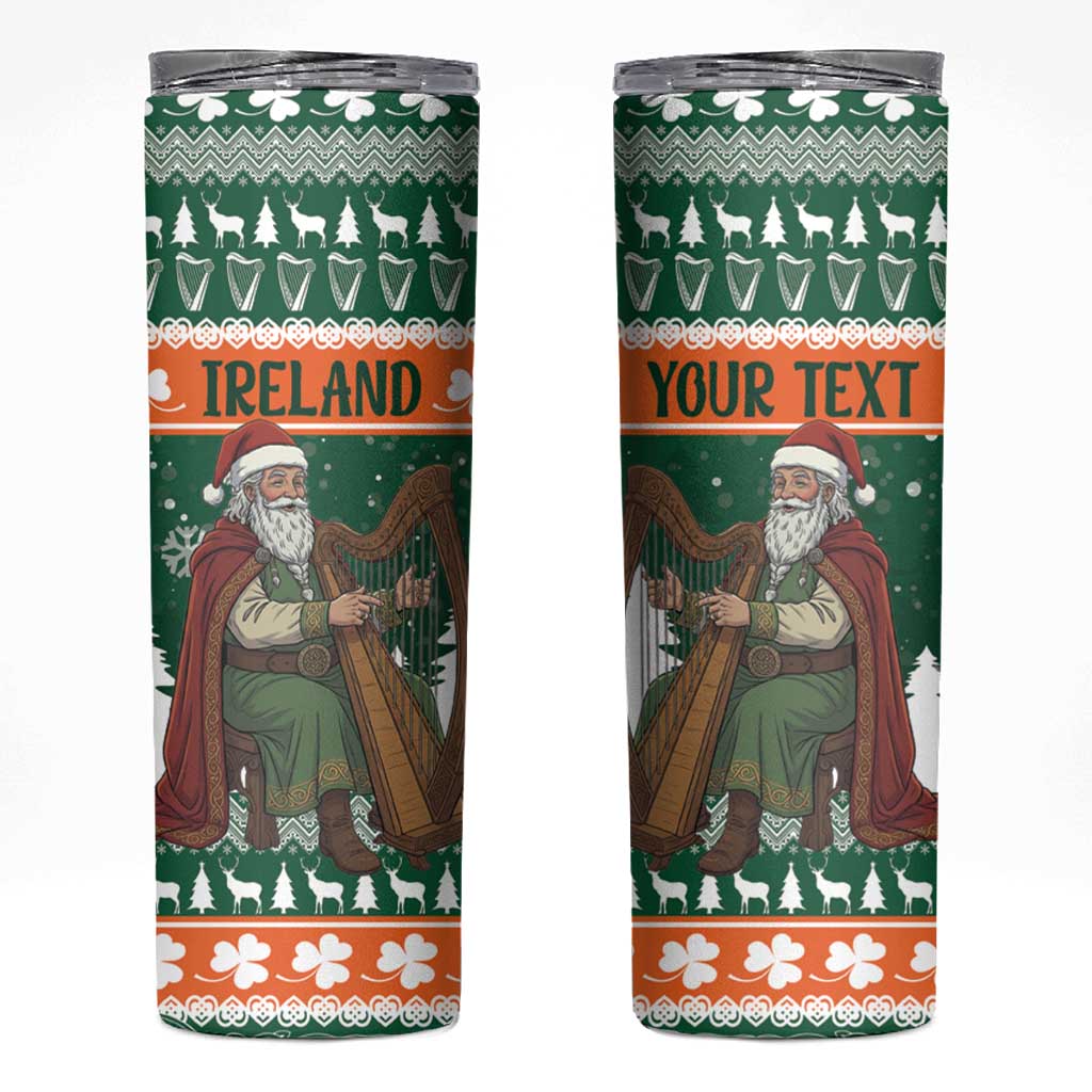 Ireland Christmas Personalized Skinny Tumbler Daidi na Nollag With Irish Harp - Wonder Print Shop