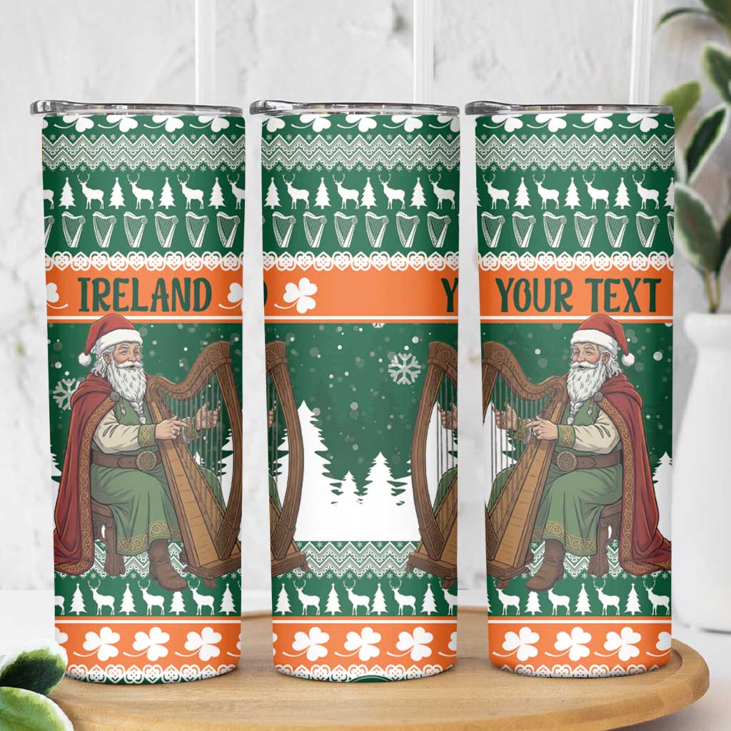 Ireland Christmas Personalized Skinny Tumbler Daidi na Nollag With Irish Harp - Wonder Print Shop