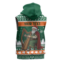 Ireland Christmas Personalized Sleeveless Hoodie Daidi na Nollag With Irish Harp - Wonder Print Shop