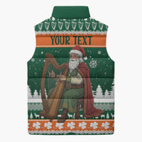 Ireland Christmas Personalized Sleeveless Puffer Jacket Daidi na Nollag With Irish Harp - Wonder Print Shop