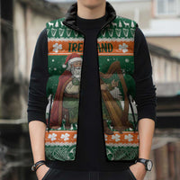 Ireland Christmas Personalized Sleeveless Puffer Jacket Daidi na Nollag With Irish Harp - Wonder Print Shop