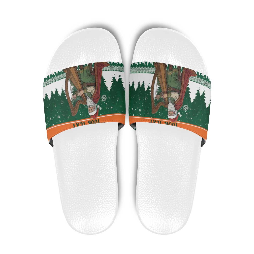 Ireland Christmas Personalized Slide Sandals Daidi na Nollag With Irish Harp - Wonder Print Shop