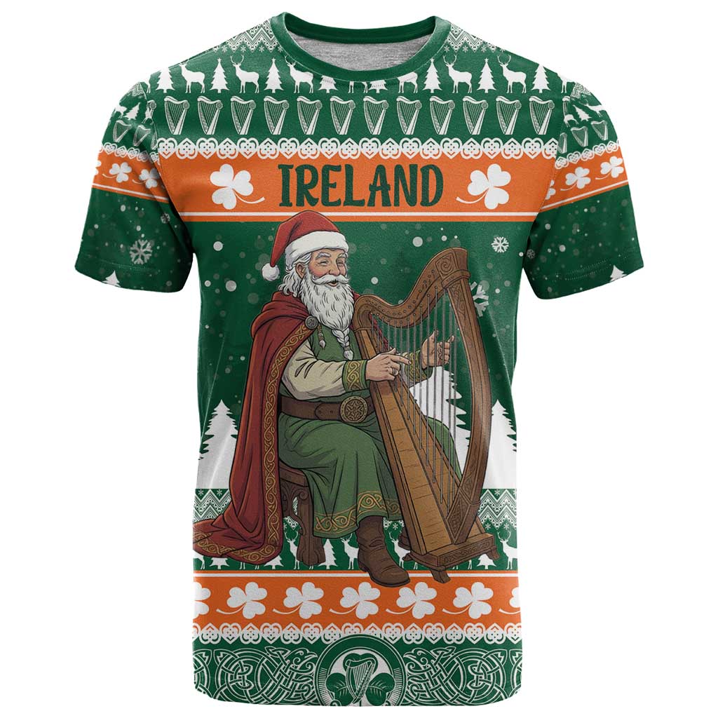 Ireland Christmas Personalized T Shirt Daidi na Nollag With Irish Harp - Wonder Print Shop
