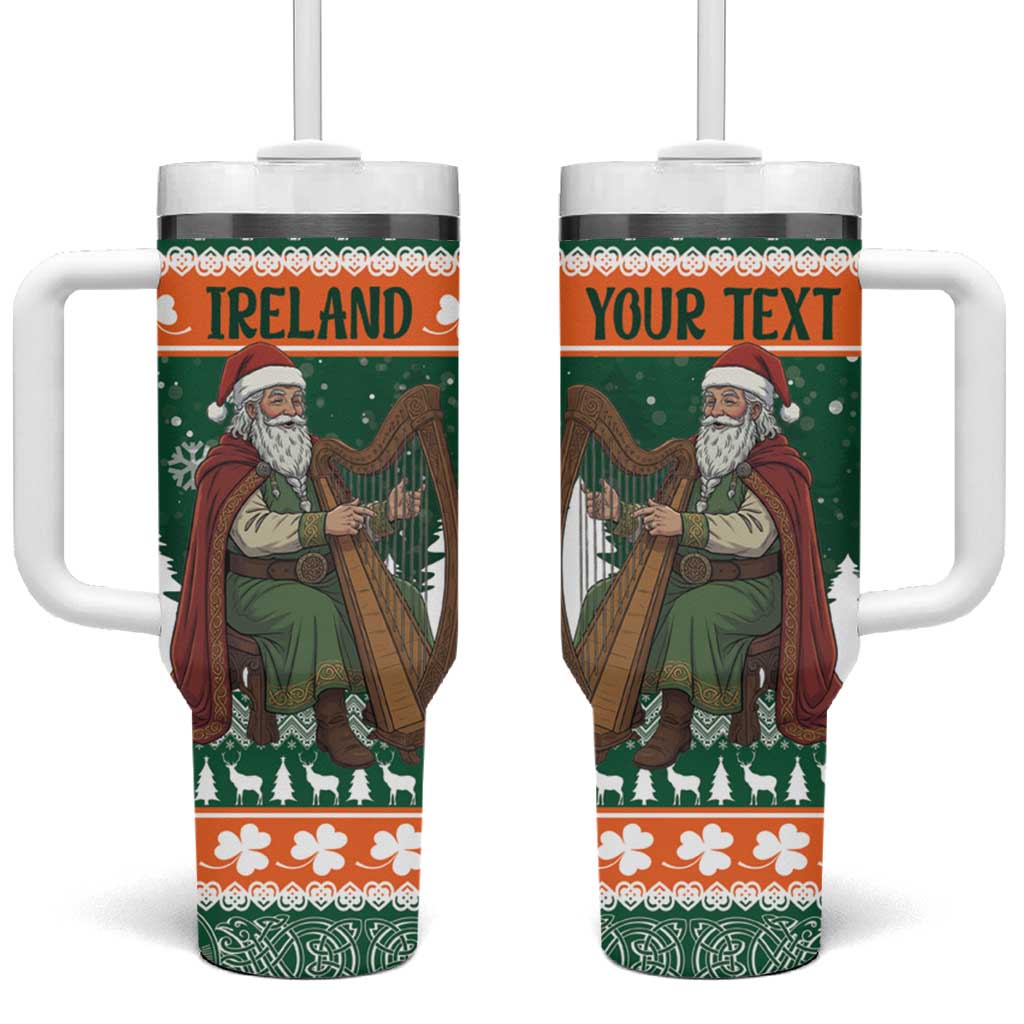 Ireland Christmas Personalized Tumbler With Handle Daidi na Nollag With Irish Harp - Wonder Print Shop