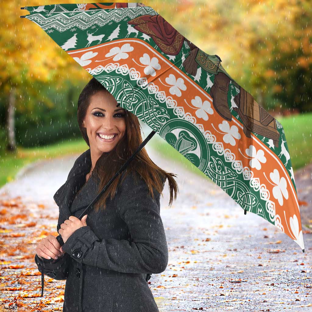 Ireland Christmas Personalized Umbrella Daidi na Nollag With Irish Harp - Wonder Print Shop