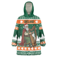 Ireland Christmas Personalized Wearable Blanket Hoodie Daidi na Nollag With Irish Harp - Wonder Print Shop