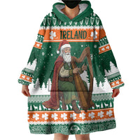 Ireland Christmas Personalized Wearable Blanket Hoodie Daidi na Nollag With Irish Harp - Wonder Print Shop