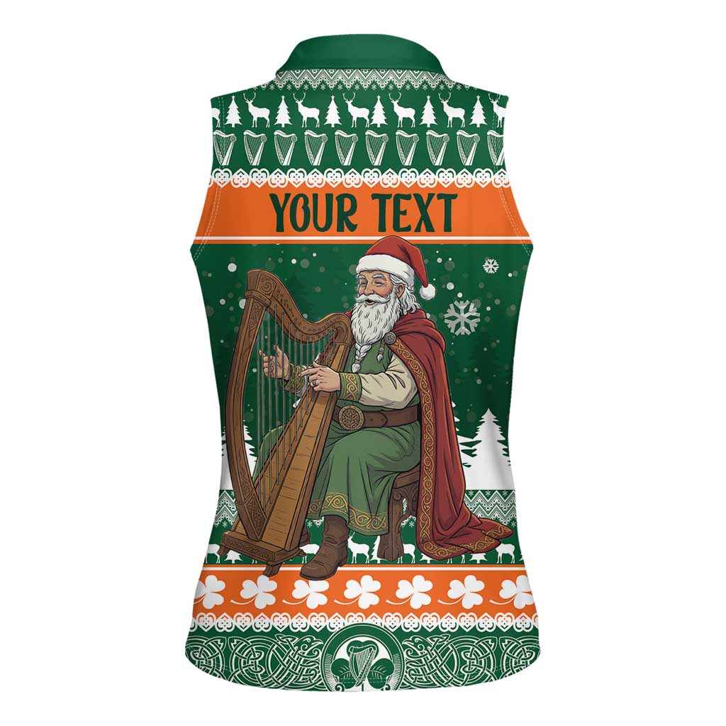 Ireland Christmas Personalized Women Sleeveless Polo Shirt Daidi na Nollag With Irish Harp - Wonder Print Shop