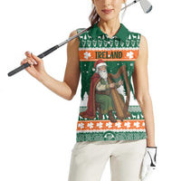 Ireland Christmas Personalized Women Sleeveless Polo Shirt Daidi na Nollag With Irish Harp - Wonder Print Shop