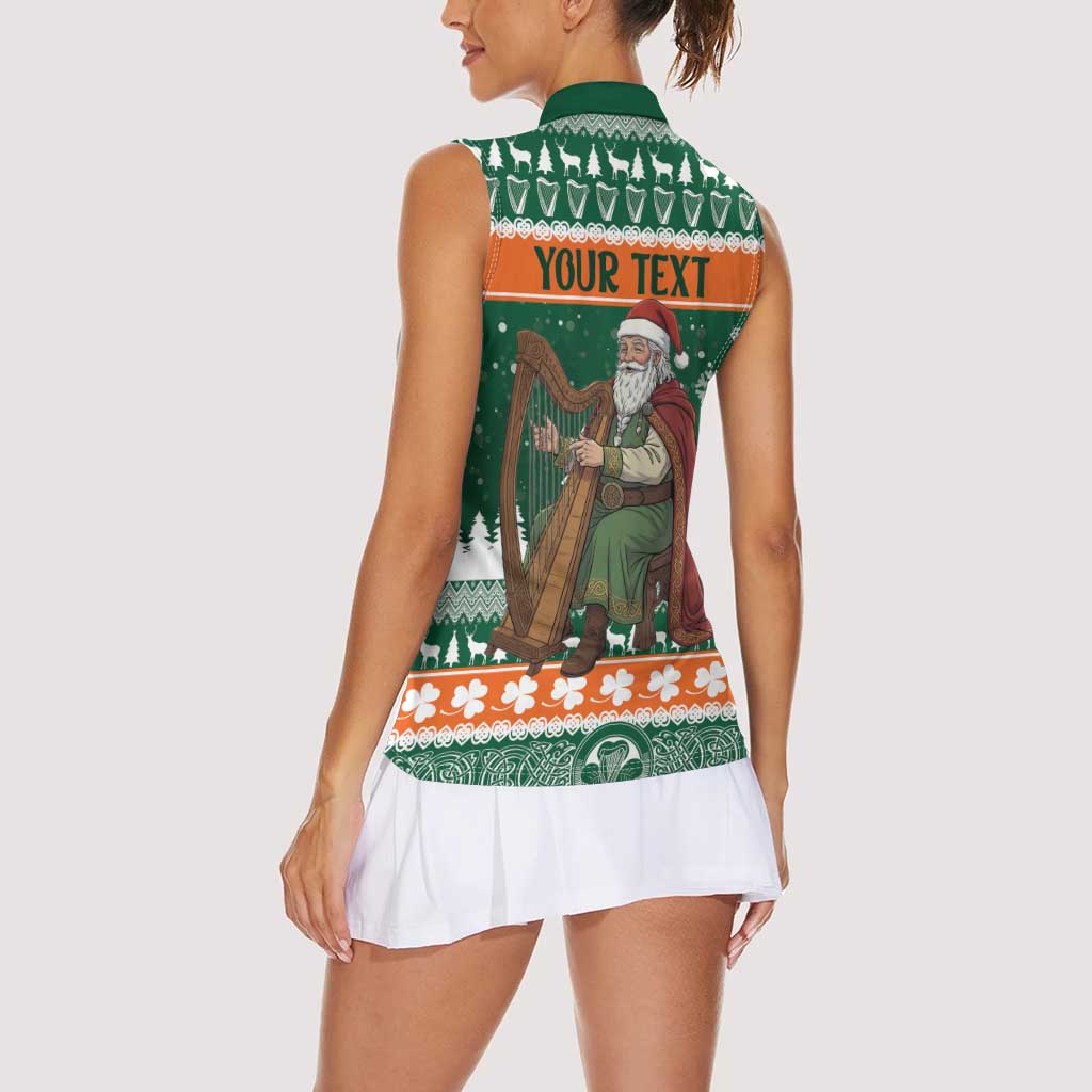 Ireland Christmas Personalized Women Sleeveless Polo Shirt Daidi na Nollag With Irish Harp - Wonder Print Shop