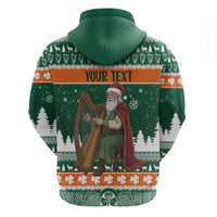 Ireland Christmas Personalized Zip Hoodie Daidi na Nollag With Irish Harp - Wonder Print Shop