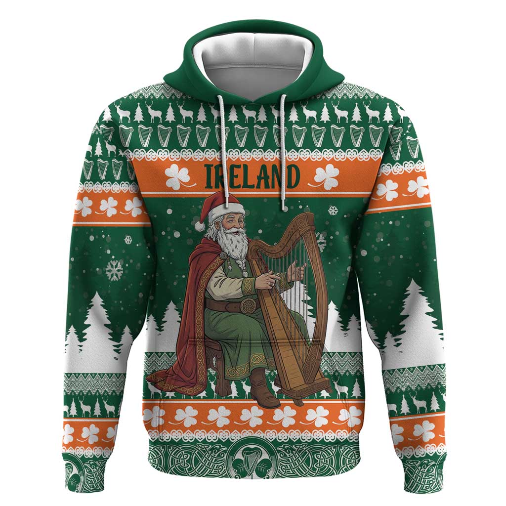Ireland Christmas Personalized Zip Hoodie Daidi na Nollag With Irish Harp - Wonder Print Shop