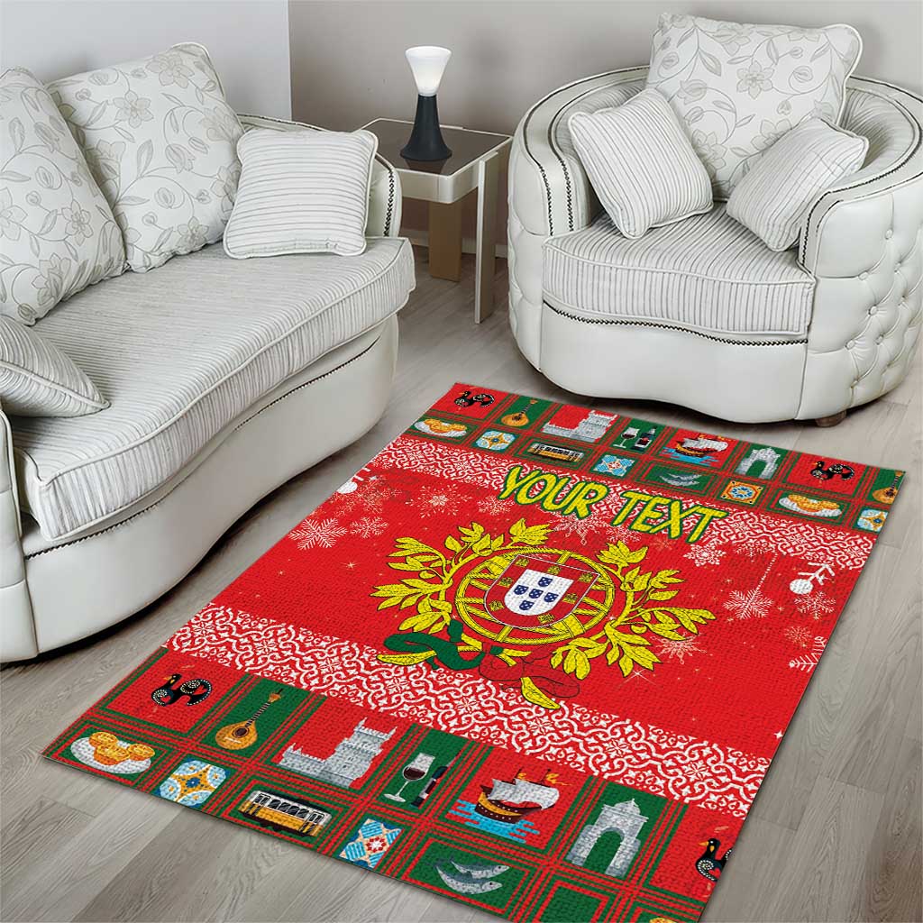 Personalized Portugal Christmas Area Rug Coat Of Arms - Feliz Natal - Wonder Print Shop