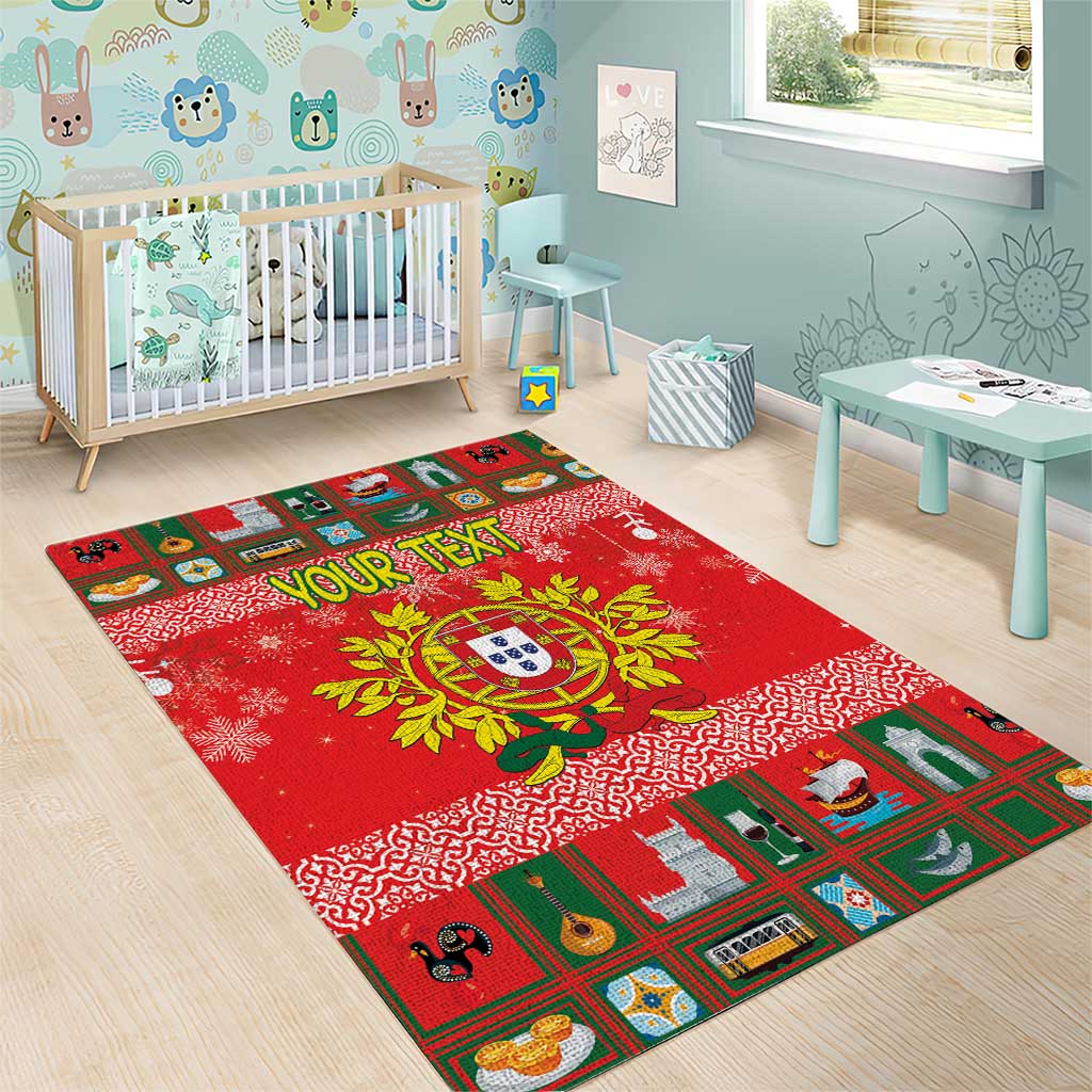 Personalized Portugal Christmas Area Rug Coat Of Arms - Feliz Natal - Wonder Print Shop