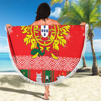 Personalized Portugal Christmas Beach Blanket Coat Of Arms - Feliz Natal - Wonder Print Shop