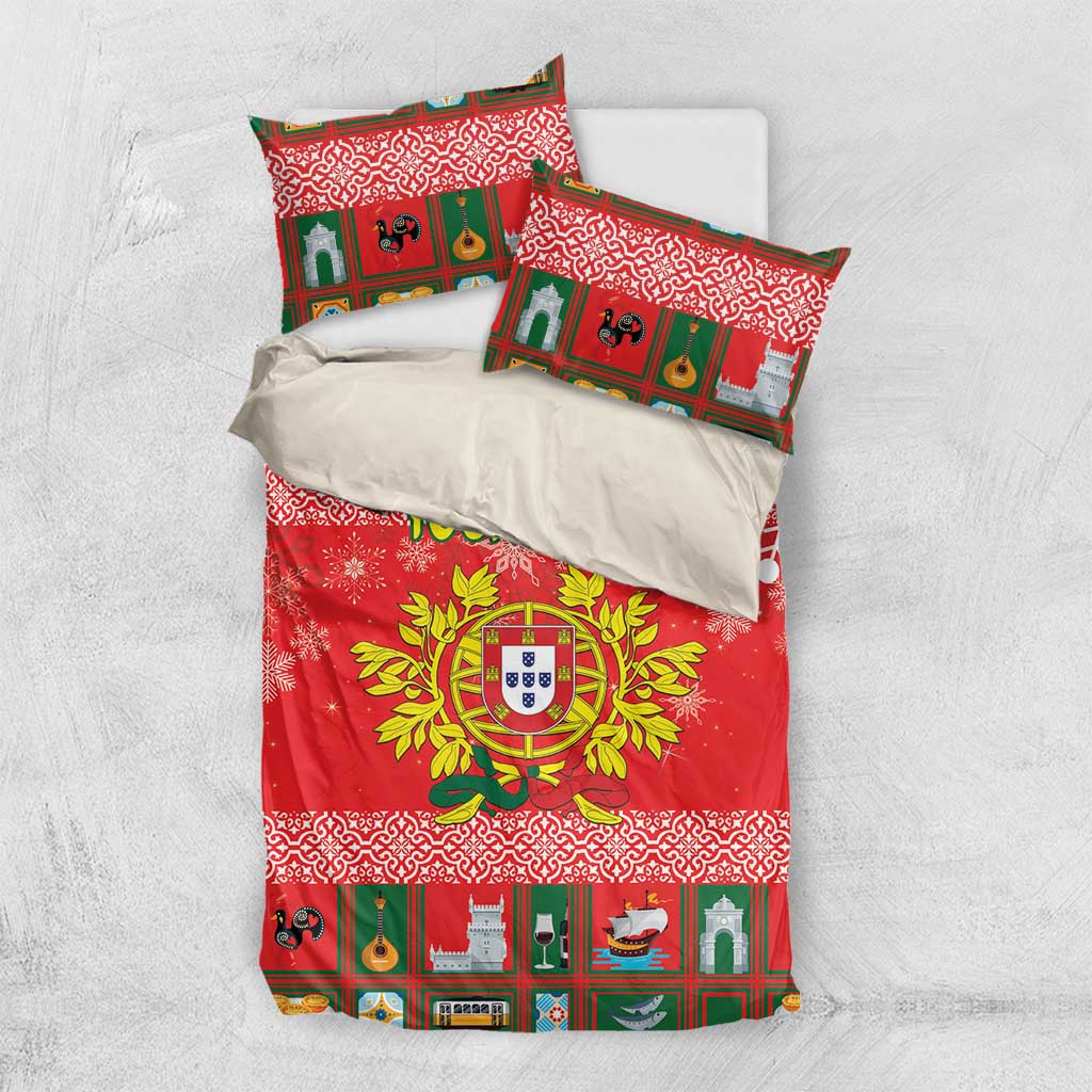 Personalized Portugal Christmas Bedding Set Coat Of Arms - Feliz Natal - Wonder Print Shop