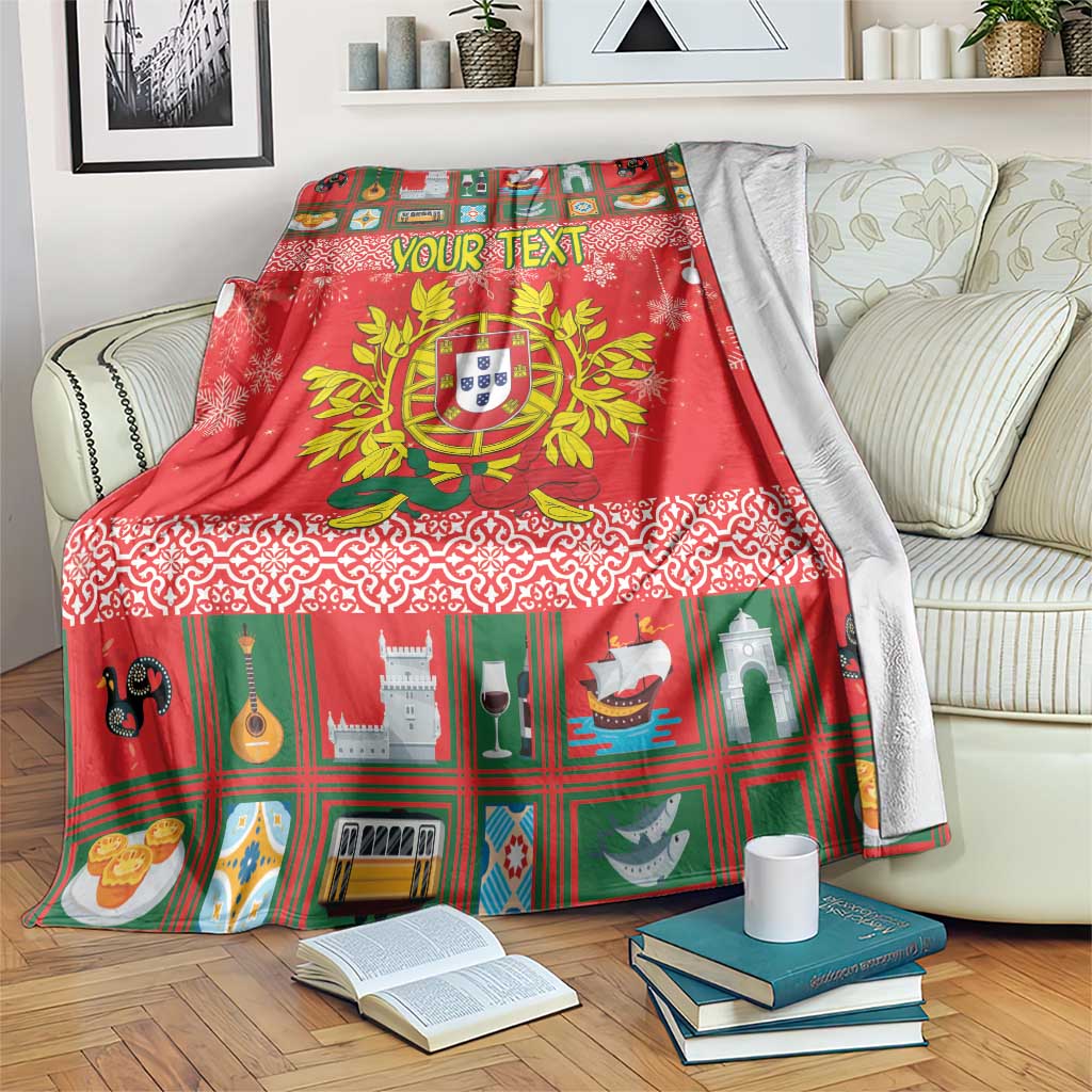 Personalized Portugal Christmas Blanket Coat Of Arms - Feliz Natal