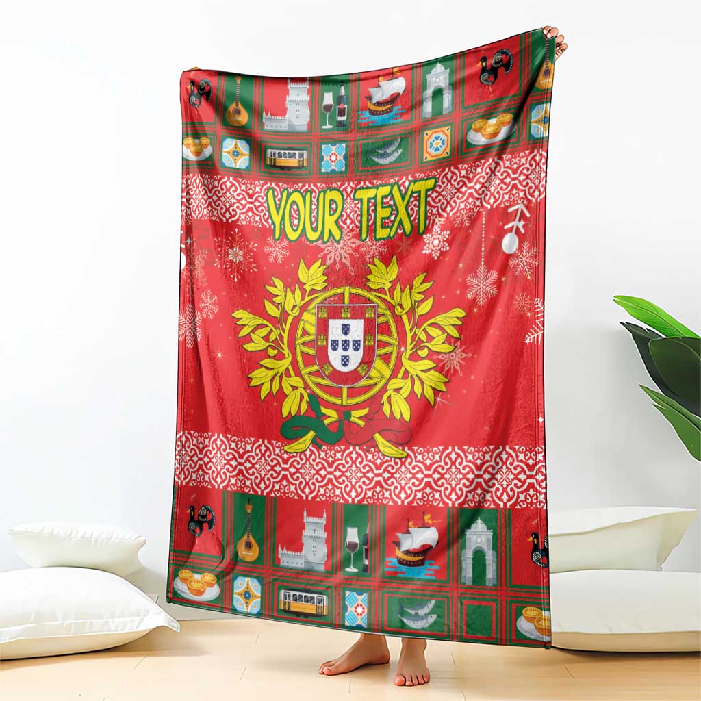 Personalized Portugal Christmas Blanket Coat Of Arms - Feliz Natal