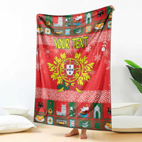 Personalized Portugal Christmas Blanket Coat Of Arms - Feliz Natal