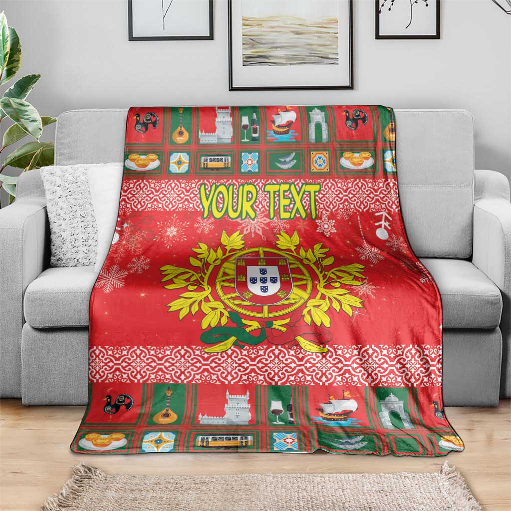 Personalized Portugal Christmas Blanket Coat Of Arms - Feliz Natal