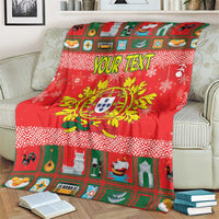 Personalized Portugal Christmas Blanket Coat Of Arms - Feliz Natal
