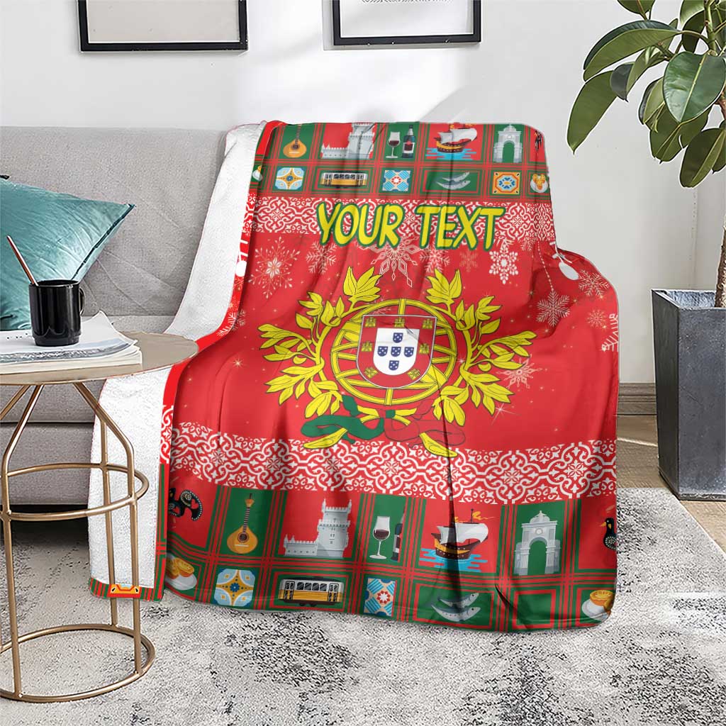 Personalized Portugal Christmas Blanket Coat Of Arms - Feliz Natal