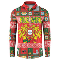 Personalized Portugal Christmas Button Sweatshirt Coat Of Arms - Feliz Natal - Wonder Print Shop