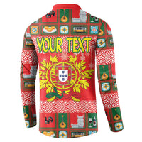 Personalized Portugal Christmas Button Sweatshirt Coat Of Arms - Feliz Natal - Wonder Print Shop