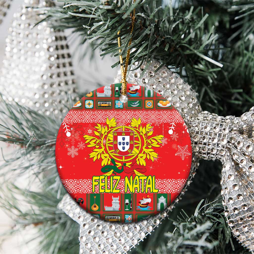 Personalized Portugal Christmas Ceramic Ornament Coat Of Arms - Feliz Natal - Wonder Print Shop
