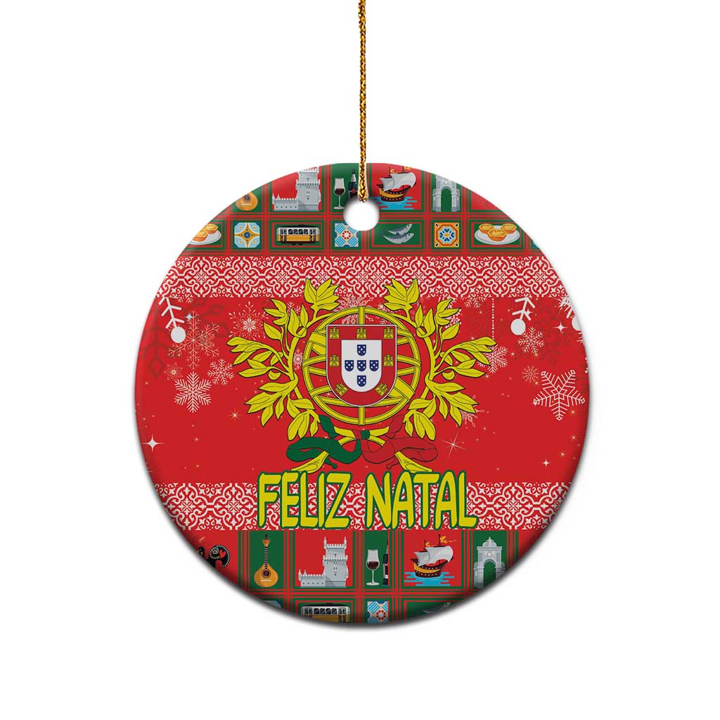 Personalized Portugal Christmas Ceramic Ornament Coat Of Arms - Feliz Natal - Wonder Print Shop