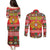 Personalized Portugal Christmas Couples Matching Puletasi and Long Sleeve Button Shirt Coat Of Arms - Feliz Natal - Wonder Print Shop