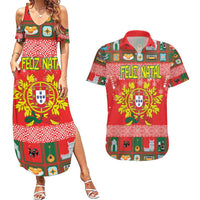 Personalized Portugal Christmas Couples Matching Summer Maxi Dress and Hawaiian Shirt Coat Of Arms - Feliz Natal - Wonder Print Shop