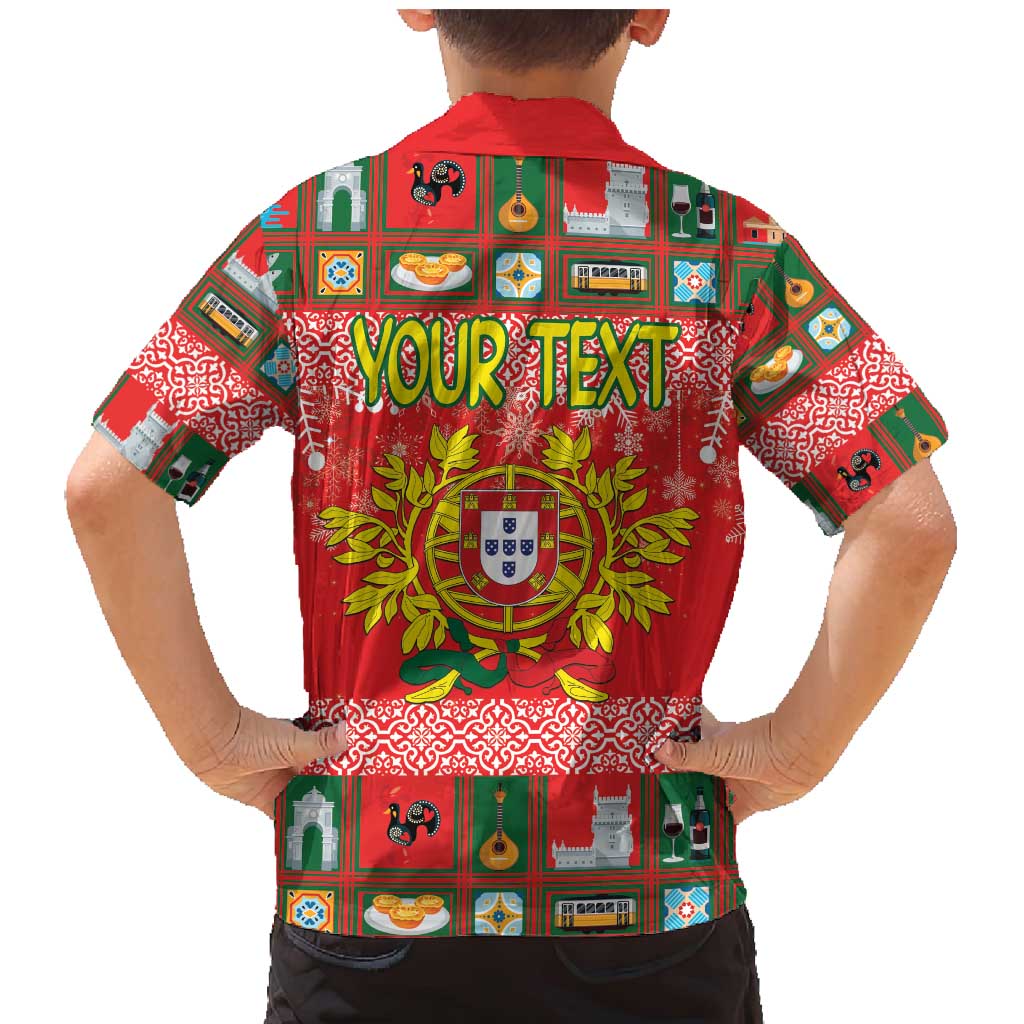 Personalized Portugal Christmas Family Matching Mermaid Dress and Hawaiian Shirt Coat Of Arms - Feliz Natal - Wonder Print Shop