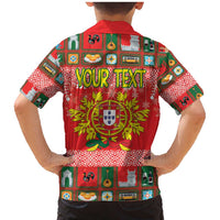 Personalized Portugal Christmas Family Matching Mermaid Dress and Hawaiian Shirt Coat Of Arms - Feliz Natal - Wonder Print Shop