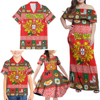 Personalized Portugal Christmas Family Matching Off Shoulder Maxi Dress and Hawaiian Shirt Coat Of Arms - Feliz Natal - Wonder Print Shop
