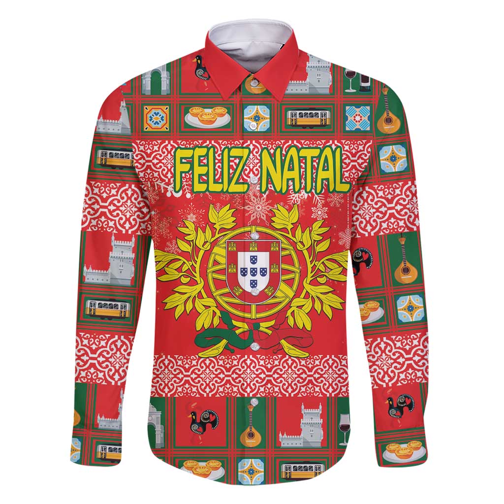 Personalized Portugal Christmas Family Matching Off Shoulder Maxi Dress and Hawaiian Shirt Coat Of Arms - Feliz Natal - Wonder Print Shop
