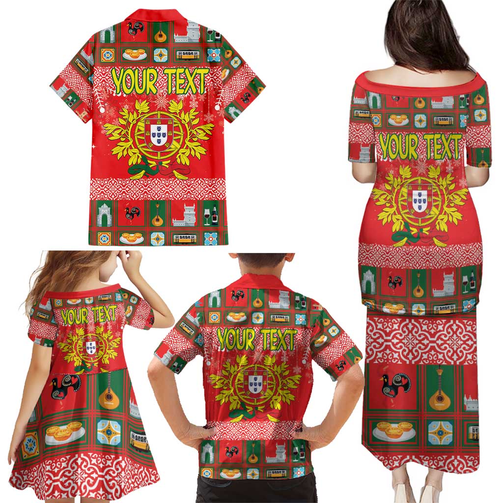 Personalized Portugal Christmas Family Matching Puletasi and Hawaiian Shirt Coat Of Arms - Feliz Natal - Wonder Print Shop
