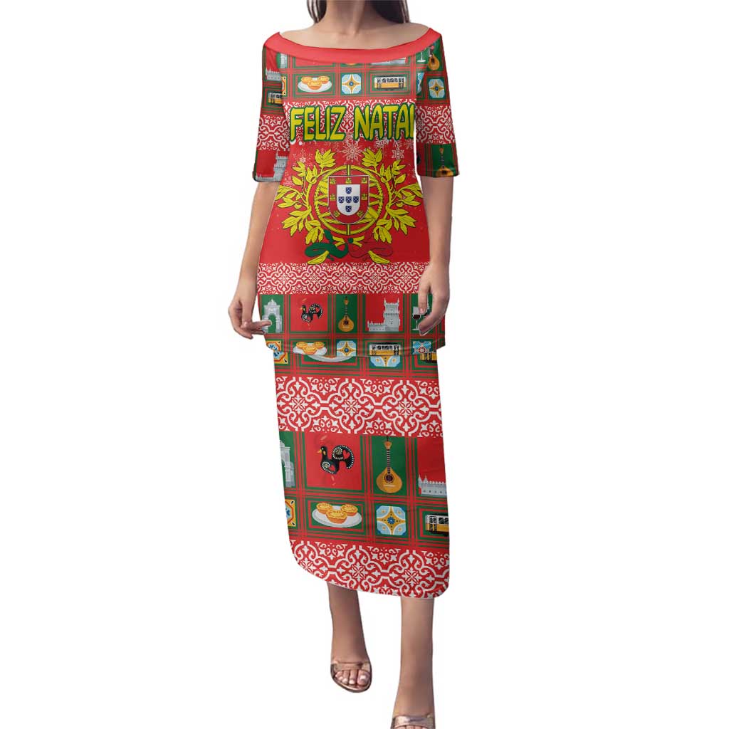 Personalized Portugal Christmas Family Matching Puletasi and Hawaiian Shirt Coat Of Arms - Feliz Natal - Wonder Print Shop