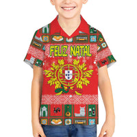 Personalized Portugal Christmas Family Matching Short Sleeve Bodycon Dress and Hawaiian Shirt Coat Of Arms - Feliz Natal - Wonder Print Shop