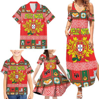 Personalized Portugal Christmas Family Matching Summer Maxi Dress and Hawaiian Shirt Coat Of Arms - Feliz Natal - Wonder Print Shop