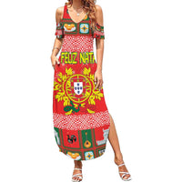 Personalized Portugal Christmas Family Matching Summer Maxi Dress and Hawaiian Shirt Coat Of Arms - Feliz Natal - Wonder Print Shop