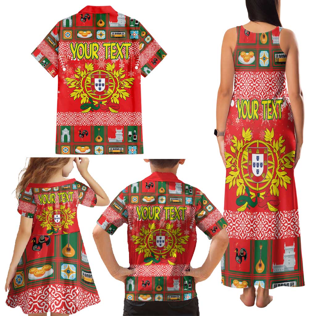 Personalized Portugal Christmas Family Matching Tank Maxi Dress and Hawaiian Shirt Coat Of Arms - Feliz Natal - Wonder Print Shop