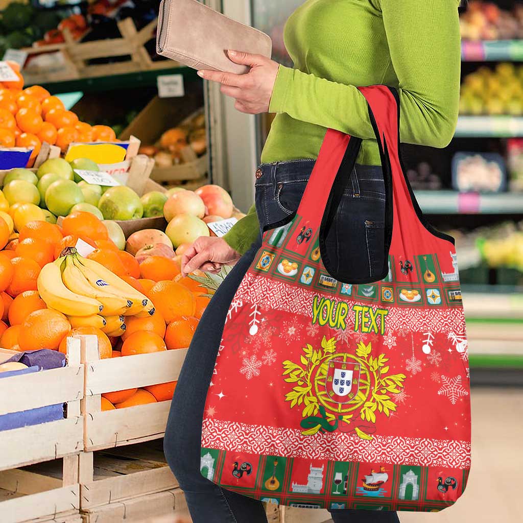 Personalized Portugal Christmas Grocery Bag Coat Of Arms - Feliz Natal